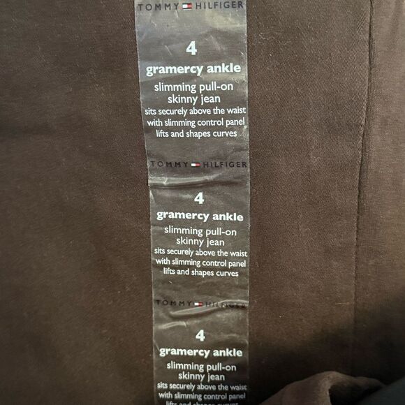 NWT Tommy Hilfiger Chocolate Brown Gramercy Sateen Skinny Ankle Pull On Jeans 4 - Picture 8 of 9